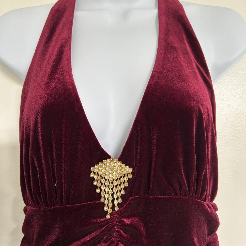 Jessica Howard Evening Dark Red Halter Style Jumpsuit 34-36 Bust NWT